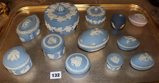 Collection of blue Jasperware